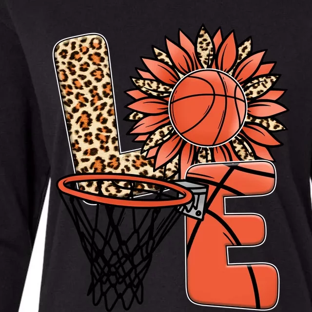 Basketball T Shirts Love Leopard Sunflower Graphic Plus Size Womens Cotton Relaxed Long Sleeve T-Shirt