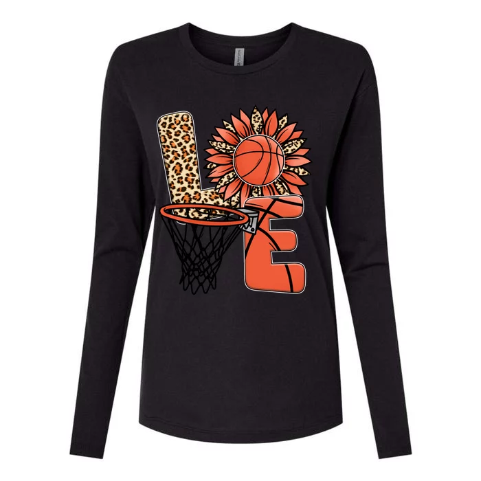 Basketball T Shirts Love Leopard Sunflower Graphic Plus Size Womens Cotton Relaxed Long Sleeve T-Shirt