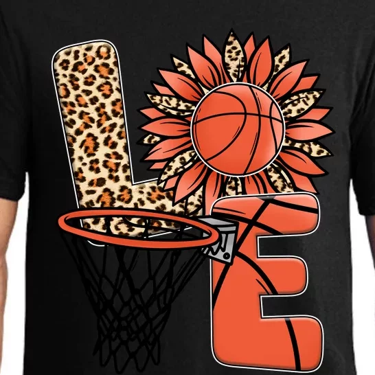 Basketball T Shirts Love Leopard Sunflower Graphic Plus Size Pajama Set