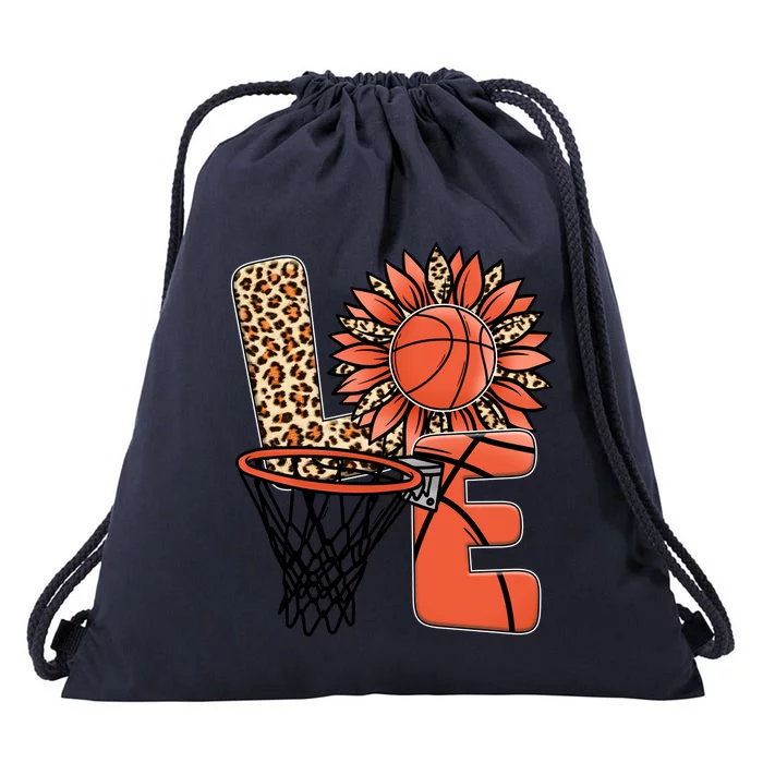 Basketball T Shirts Love Leopard Sunflower Graphic Plus Size Drawstring Bag