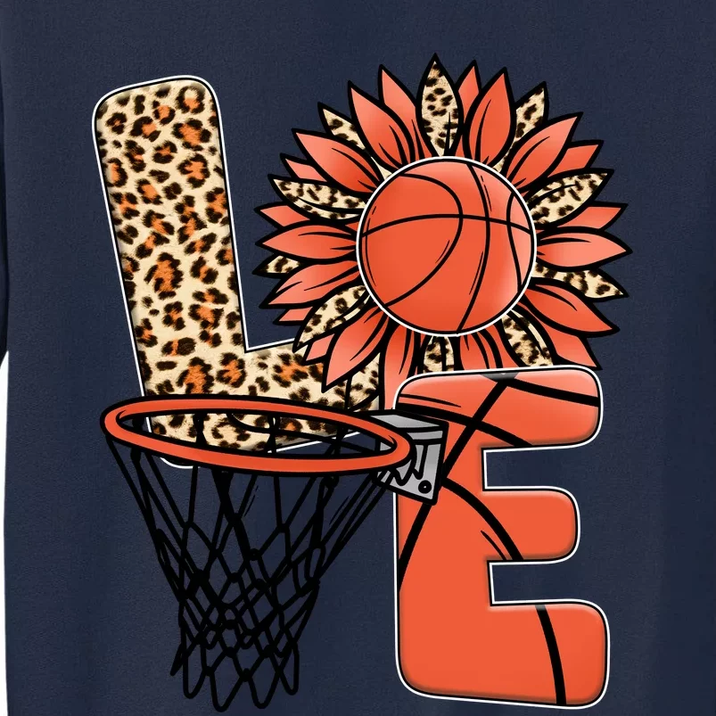 Basketball T Shirts Love Leopard Sunflower Graphic Plus Size Tall Sweatshirt