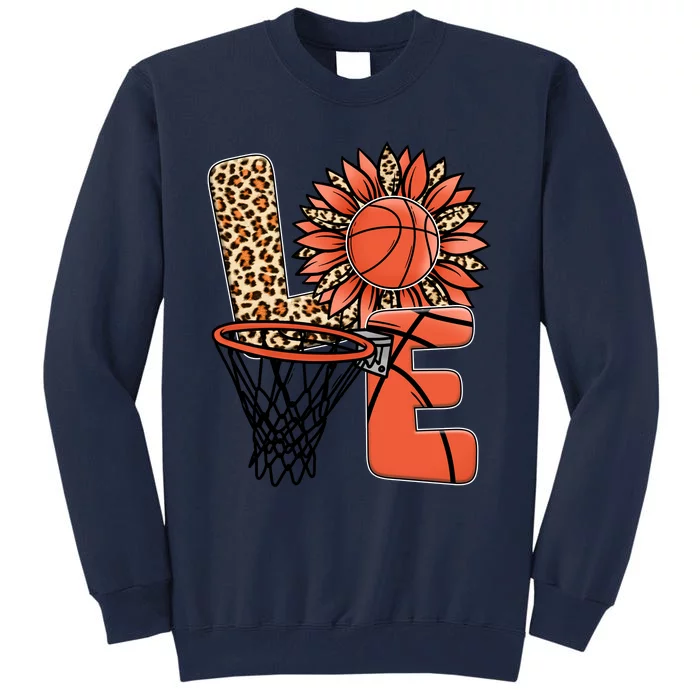 Basketball T Shirts Love Leopard Sunflower Graphic Plus Size Tall Sweatshirt