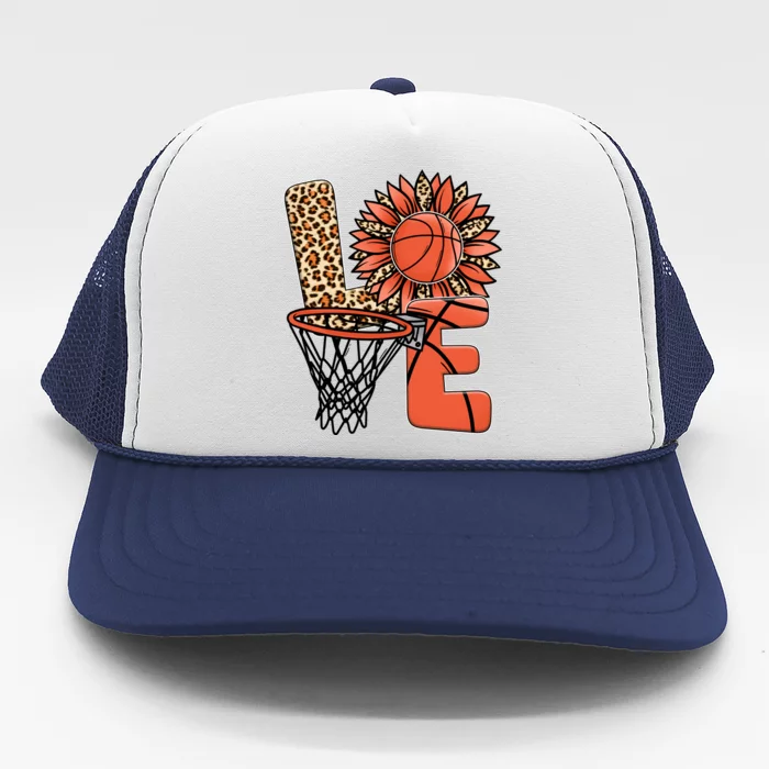 Basketball T Shirts Love Leopard Sunflower Graphic Plus Size Trucker Hat