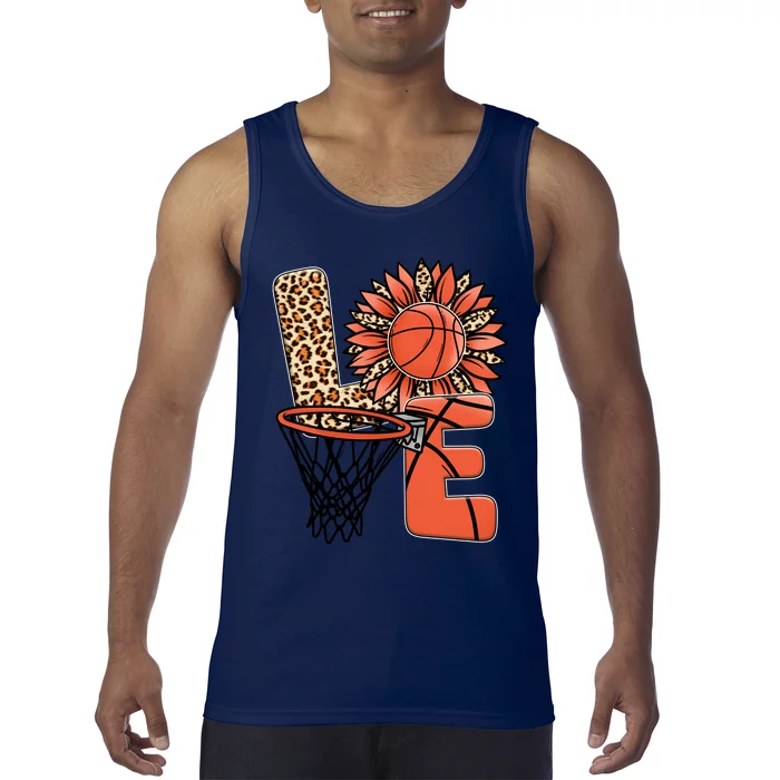 Basketball T Shirts Love Leopard Sunflower Graphic Plus Size Tank Top