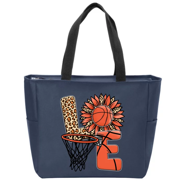 Basketball T Shirts Love Leopard Sunflower Graphic Plus Size Zip Tote Bag