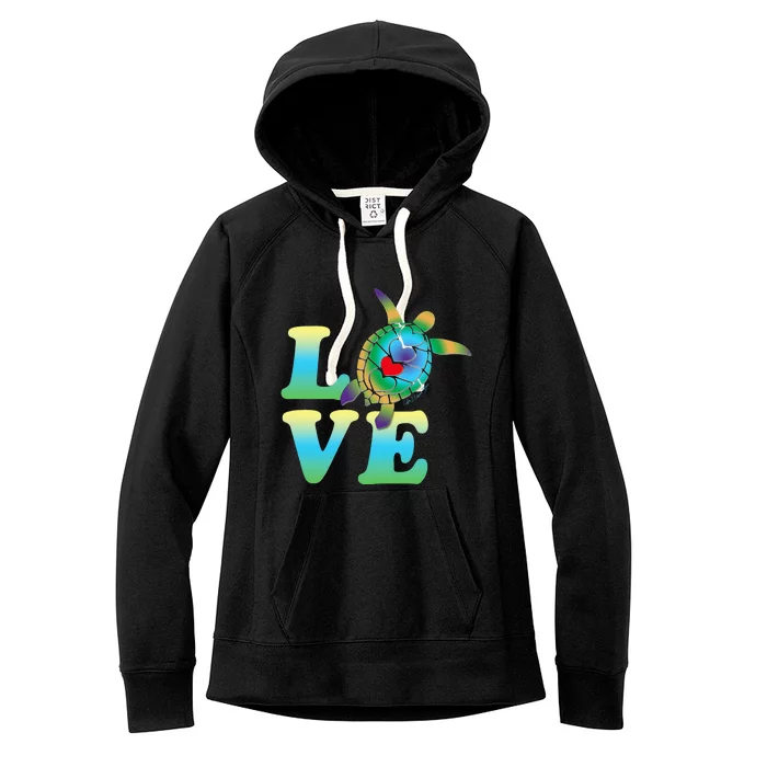 Beautiful Tropical Sea Turtle LOVE Women's Fleece Hoodie