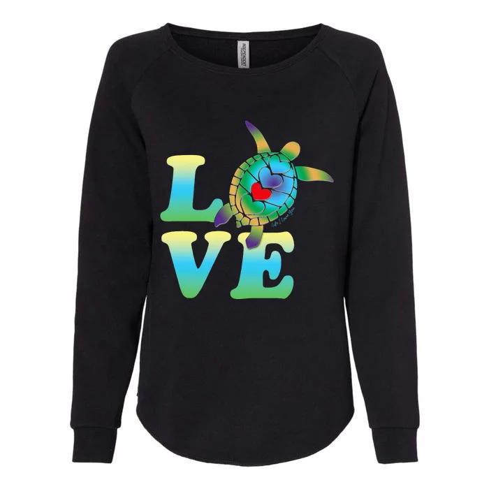 Beautiful Tropical Sea Turtle LOVE Womens California Wash Sweatshirt