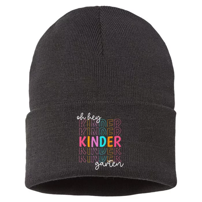 Back To School Oh Hey Kindergarten Teachers  Student Sustainable Knit Beanie