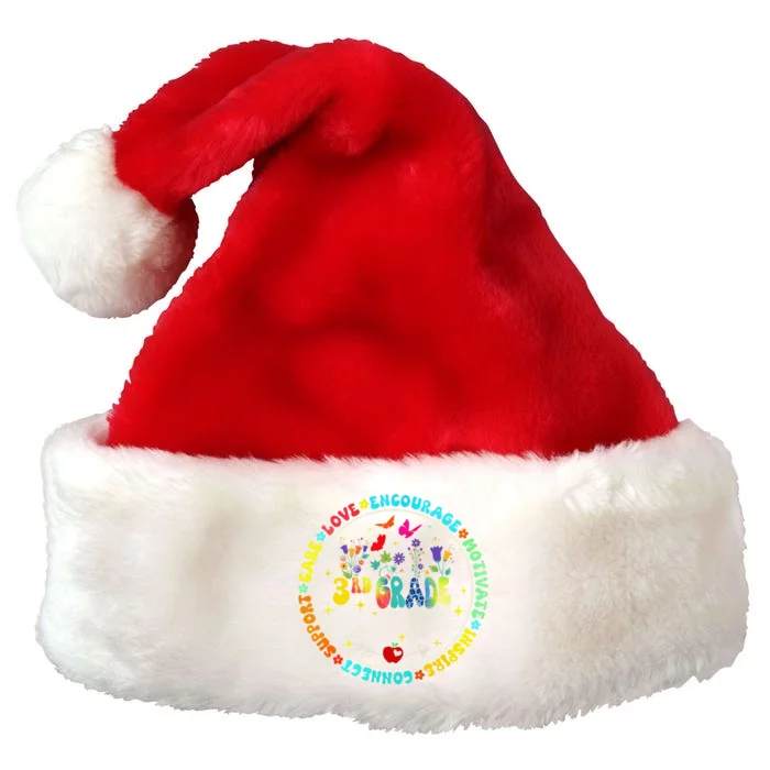 Back To School Third Grade Dream Team Teacher Flower Premium Christmas Santa Hat