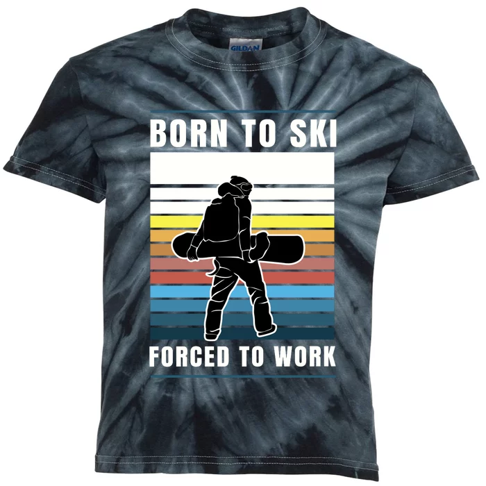 Born To Ski Forced To Work Kids Tie-Dye T-Shirt