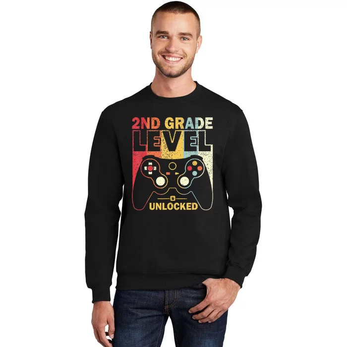 Back To School 2Nd Grade Level Unlocked Video Gamer Tall Sweatshirt