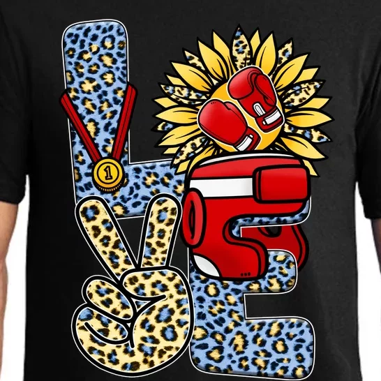 Boxing T Shirts Love Gloves Leopard Sunflower Graphic Pajama Set