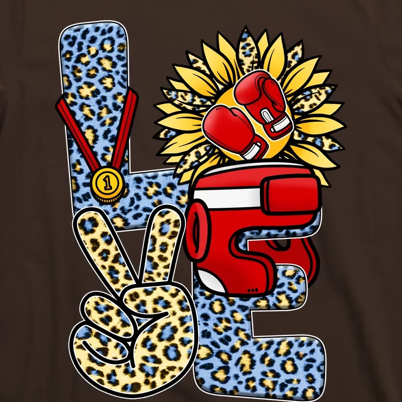 Boxing T Shirts Love Gloves Leopard Sunflower Graphic T-Shirt