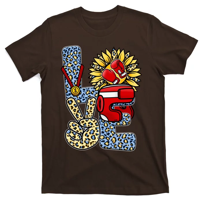 Boxing T Shirts Love Gloves Leopard Sunflower Graphic T-Shirt