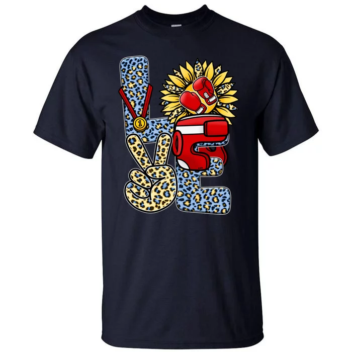 Boxing T Shirts Love Gloves Leopard Sunflower Graphic Tall T-Shirt