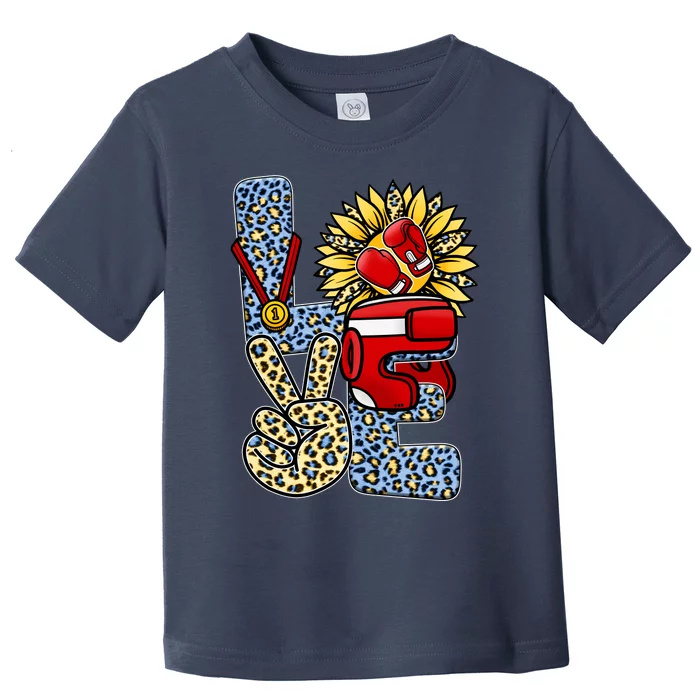 Boxing T Shirts Love Gloves Leopard Sunflower Graphic Toddler T-Shirt