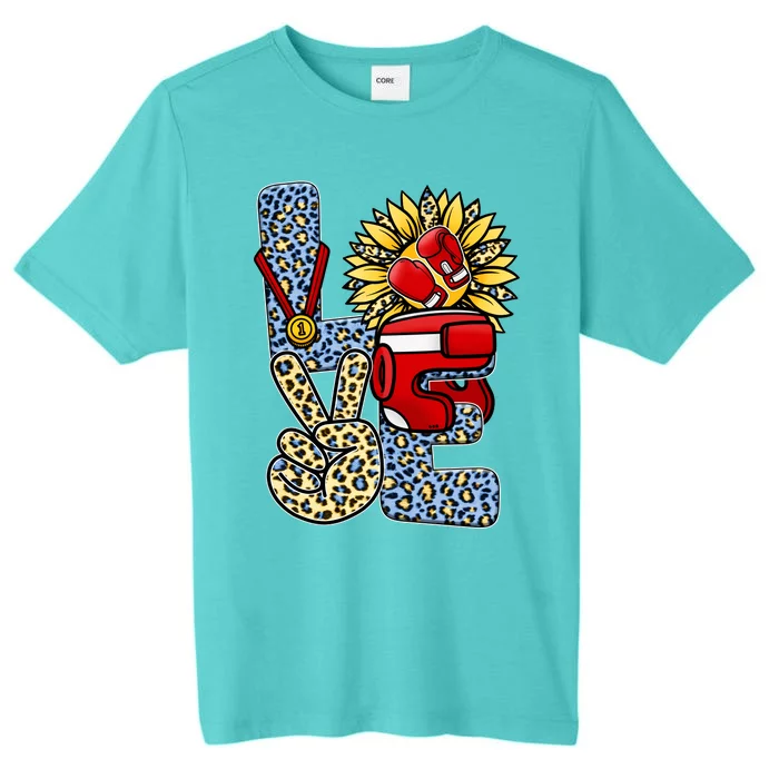 Boxing T Shirts Love Gloves Leopard Sunflower Graphic ChromaSoft Performance T-Shirt