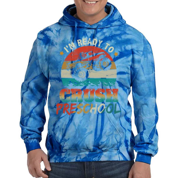 Back To School I'm Ready To Crush Preschool Monster Truck Gift Tie Dye Hoodie