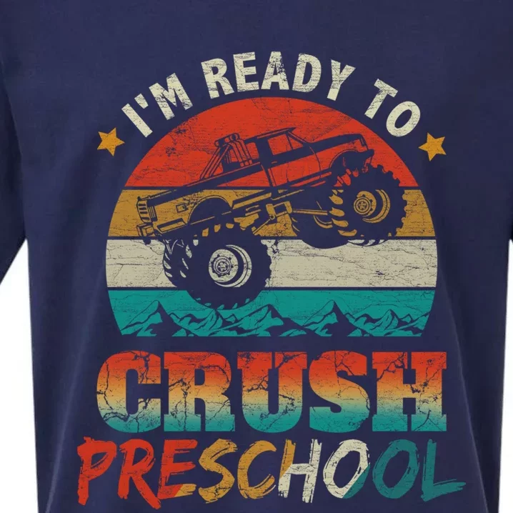 Back To School I'm Ready To Crush Preschool Monster Truck Gift Sueded Cloud Jersey T-Shirt