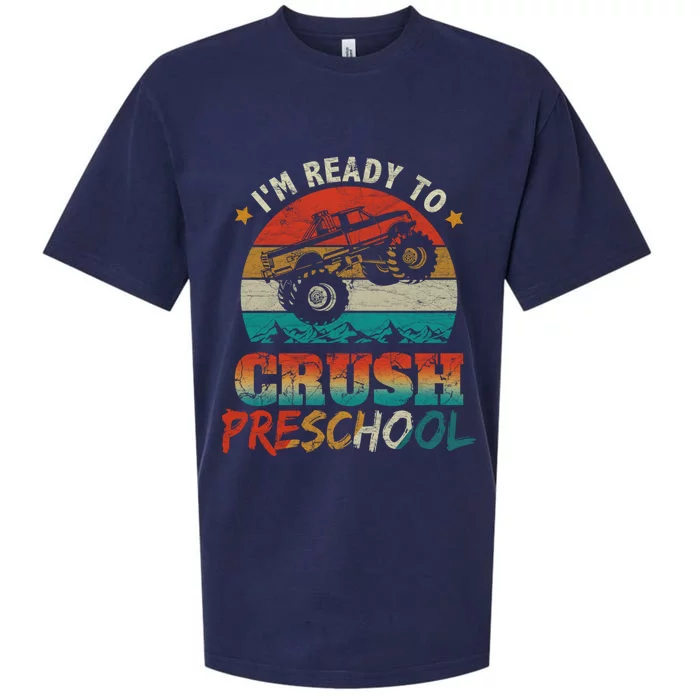 Back To School I'm Ready To Crush Preschool Monster Truck Gift Sueded Cloud Jersey T-Shirt