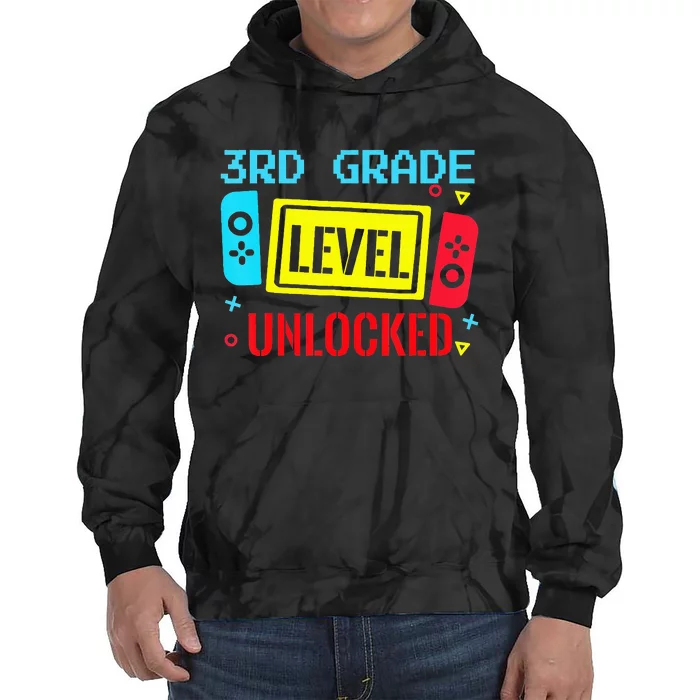 Back To School 3Rd Grade Level Unlocked Video Gamer Tie Dye Hoodie