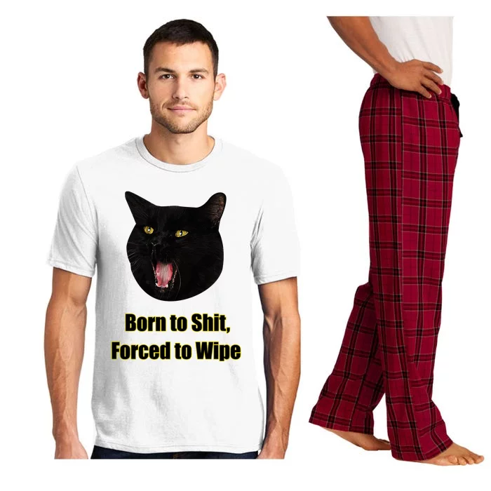 Born To Shit Forced To Wipe Funny Cat Pajama Set