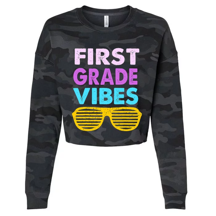 Back To School 1st Grade Vibes First Day Of School 1st Grade Cropped Pullover Crew