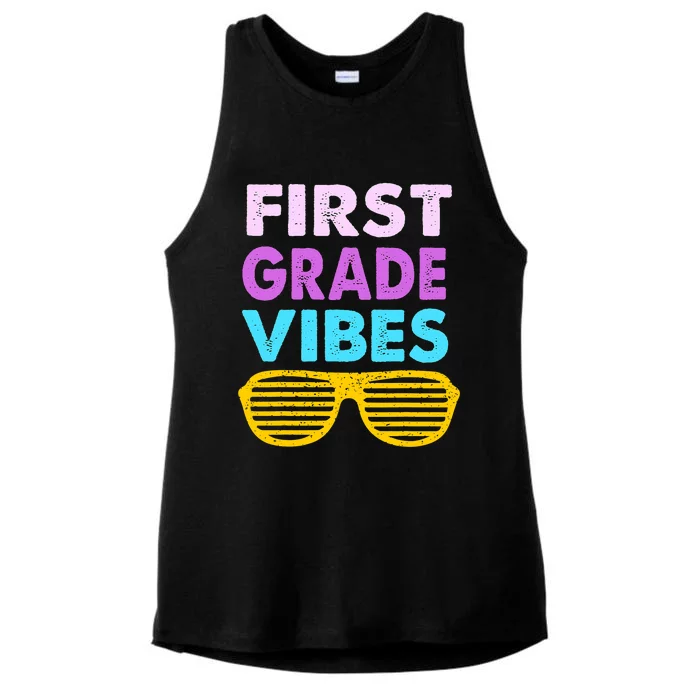 Back To School 1st Grade Vibes First Day Of School 1st Grade Ladies Tri-Blend Wicking Tank