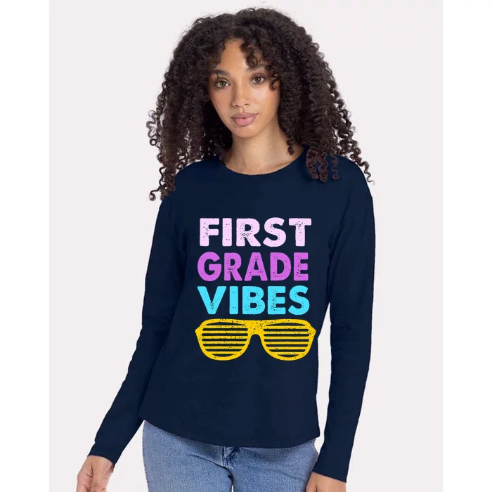 Back To School 1st Grade Vibes First Day Of School 1st Grade Womens Cotton Relaxed Long Sleeve T-Shirt