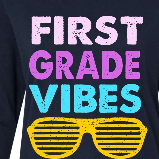 Back To School 1st Grade Vibes First Day Of School 1st Grade Womens Cotton Relaxed Long Sleeve T-Shirt