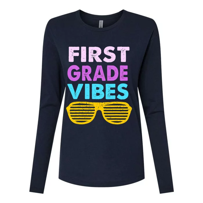 Back To School 1st Grade Vibes First Day Of School 1st Grade Womens Cotton Relaxed Long Sleeve T-Shirt