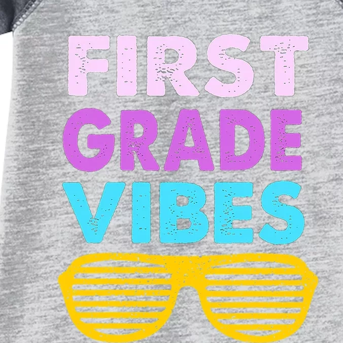 Back To School 1st Grade Vibes First Day Of School 1st Grade Infant Baby Jersey Bodysuit