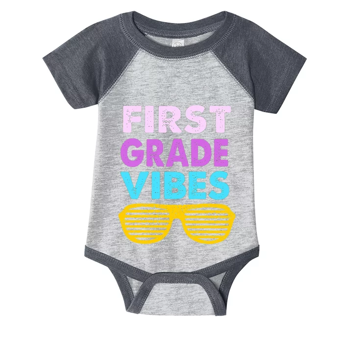 Back To School 1st Grade Vibes First Day Of School 1st Grade Infant Baby Jersey Bodysuit