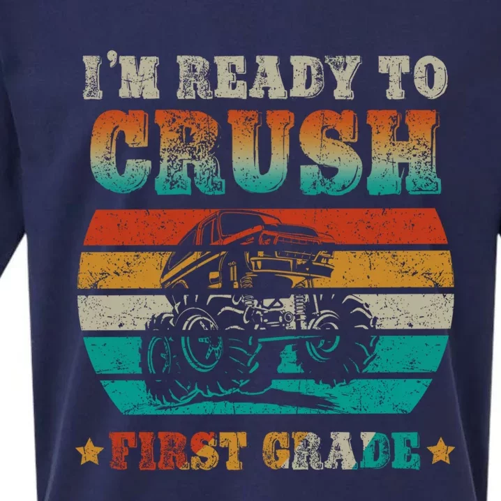 Back To School Ready To Crush First Grade Monster Truck Boys Meaningful Gift Sueded Cloud Jersey T-Shirt