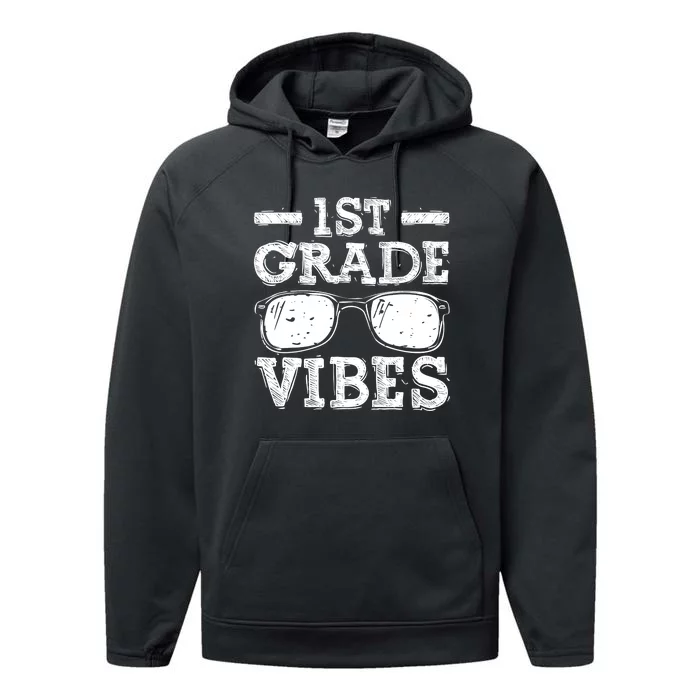 Back To School 1st Grade Vibes Shirts First Day Teacher Kids Performance Fleece Hoodie