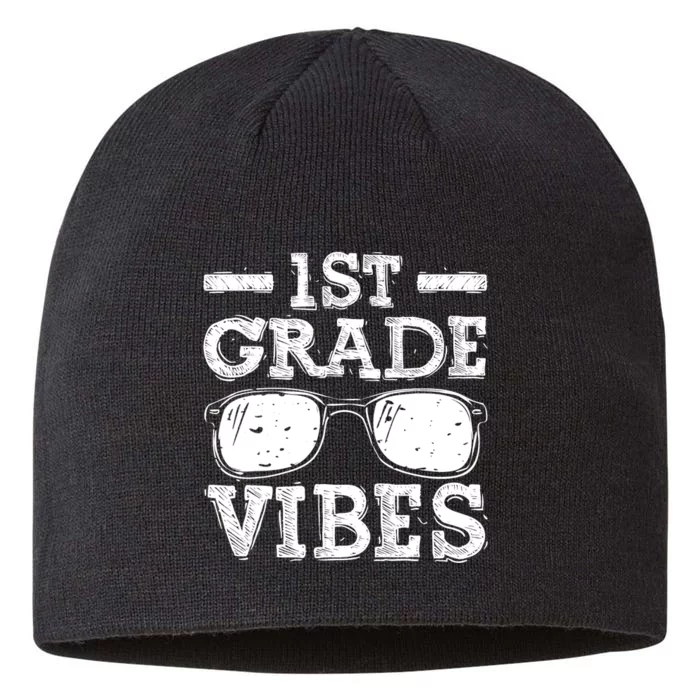 Back To School 1st Grade Vibes Shirts First Day Teacher Kids 8 1/2in Sustainable Knit Beanie