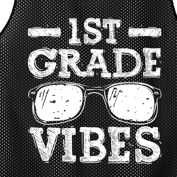 Back To School 1st Grade Vibes Shirts First Day Teacher Kids Mesh Reversible Basketball Jersey Tank