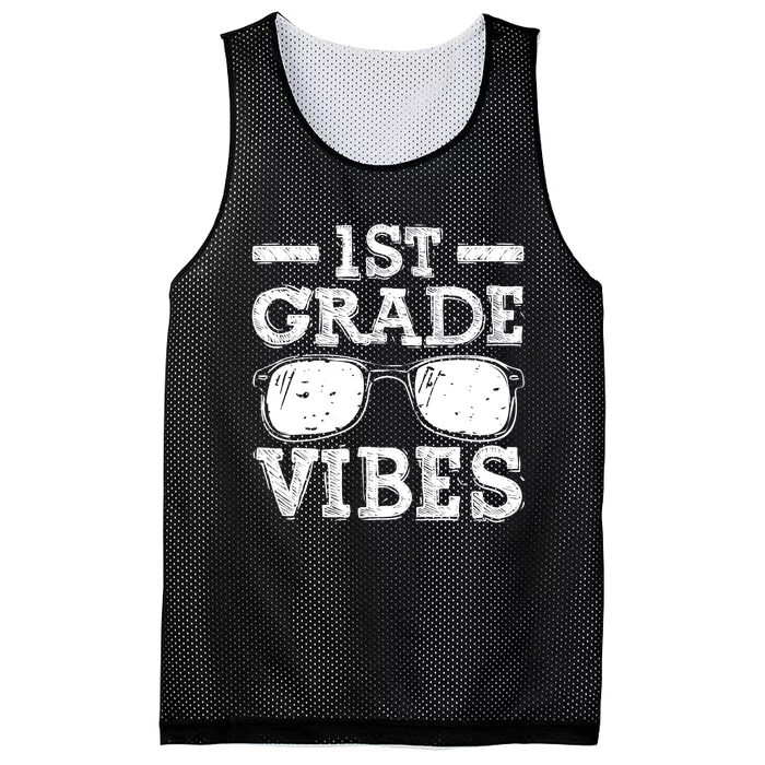 Back To School 1st Grade Vibes Shirts First Day Teacher Kids Mesh Reversible Basketball Jersey Tank