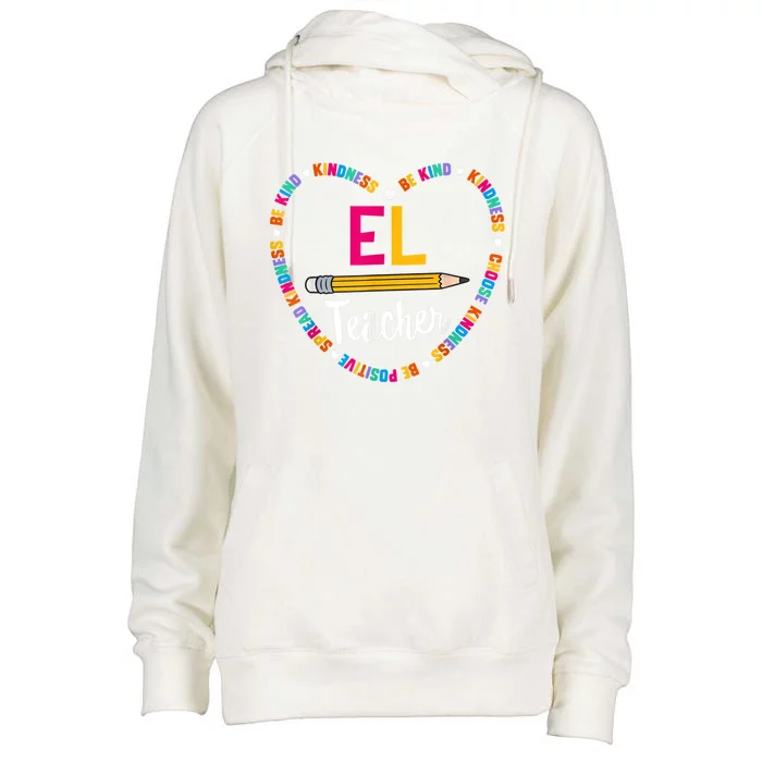 Back To School Tee EL Teacher English Learner Squad. Womens Funnel Neck Pullover Hood