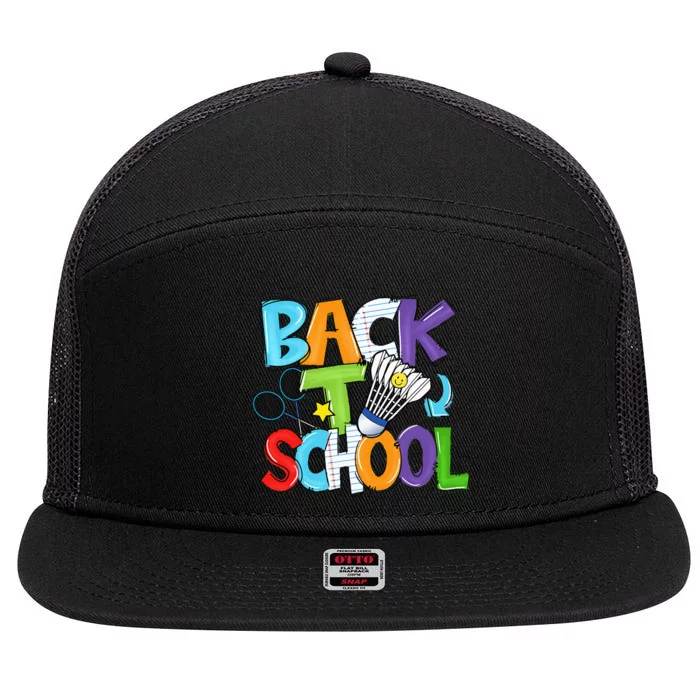 Back To School Badminton Players Funny First Day Of School 7 Panel Mesh Trucker Snapback Hat