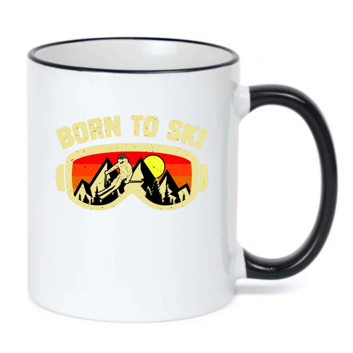 Born To Ski Black Color Changing Mug