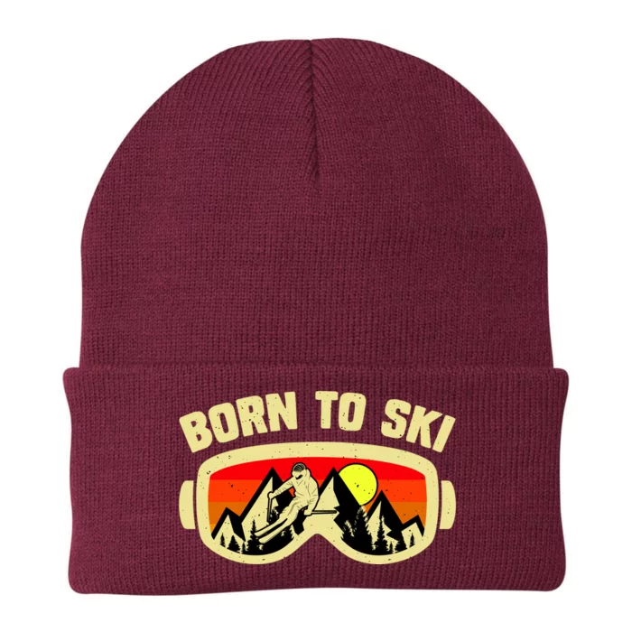 Born To Ski Knit Cap Winter Beanie