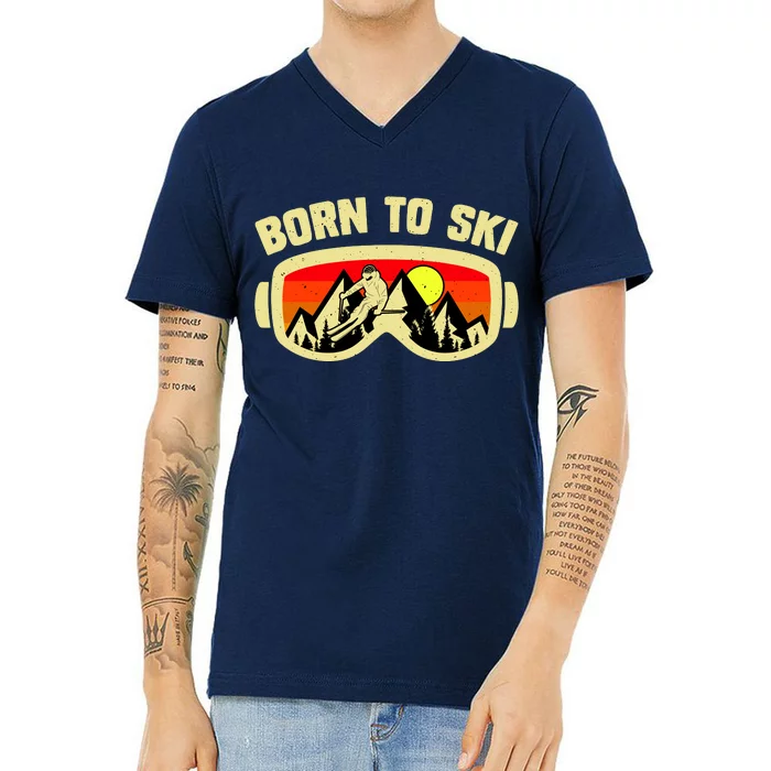 Born To Ski V-Neck T-Shirt