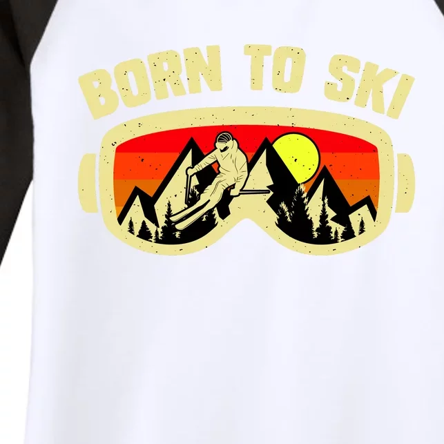 Born To Ski Women's Tri-Blend 3/4-Sleeve Raglan Shirt