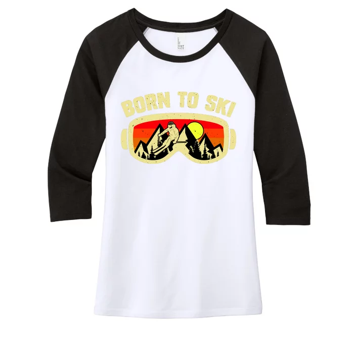 Born To Ski Women's Tri-Blend 3/4-Sleeve Raglan Shirt