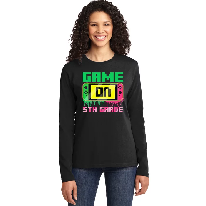 Back To School Game On 5Th Grade Video Gamer Fifth Grade Ladies Long Sleeve Shirt