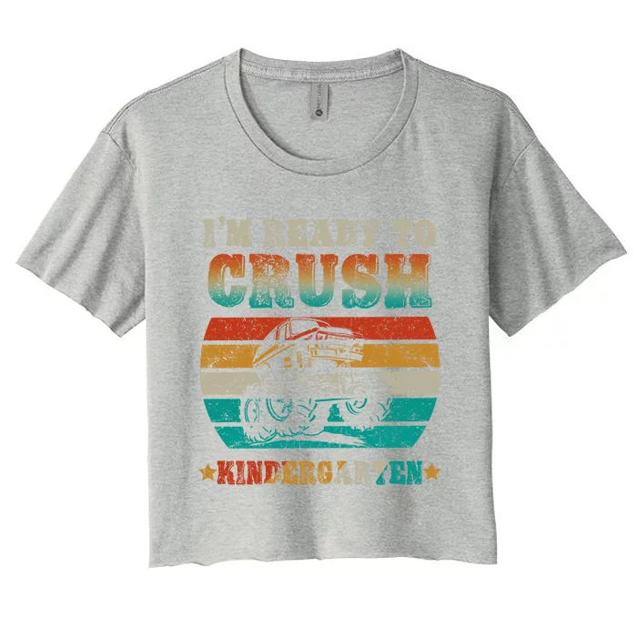 Back To School Ready To Crush Kindergarten Monster Truck Boy Gift Women's Crop Top Tee