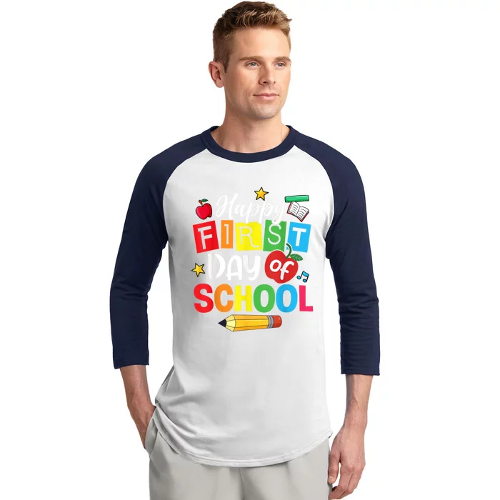 Back To School Happy First Day Of School Teacher Student Kids Baseball Sleeve Shirt