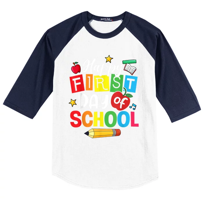 Back To School Happy First Day Of School Teacher Student Kids Baseball Sleeve Shirt