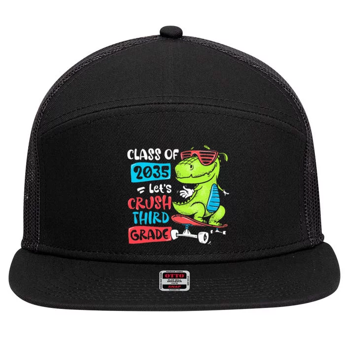 Back To School Let's Crush 3rd Grade Class Of 2035 Dinosaur 7 Panel Mesh Trucker Snapback Hat